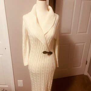 Calvin Klein Cream Knit Cable Sweater Dress size small